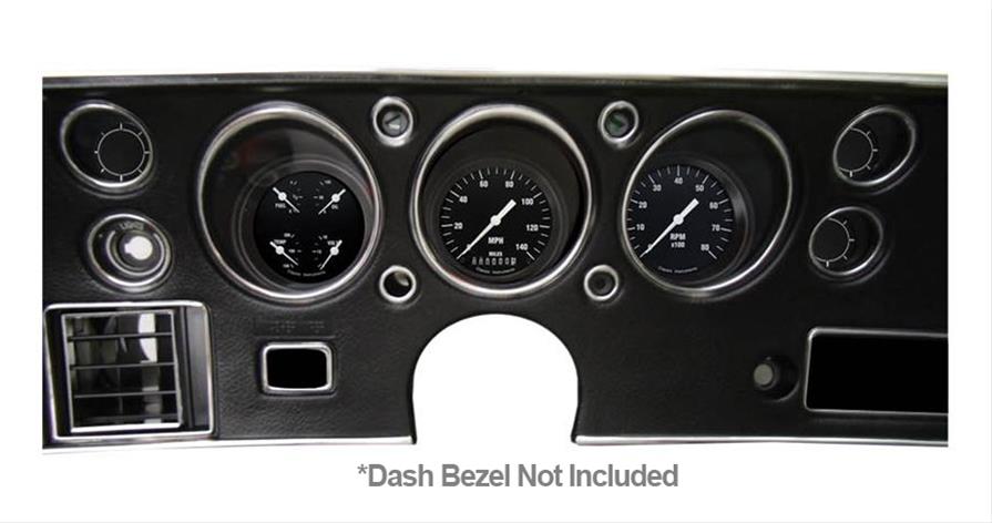 Classic Instruments 1970-72 Chevelle Package Gauge Sets CV70HR Gauges, Hot Rod, Speedometer, Tachometer, Water, Volt, Oil, Fuel, Black Face, Polished Bezel, Chevy, Kit