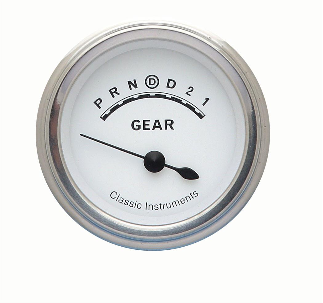 Classic Instruments Gear Selector Gauges CW06SLC Gauge, Selector, Round, Dash Mount, 2 1/8 in., White Face, Polished Bezel, Overdrive, Each