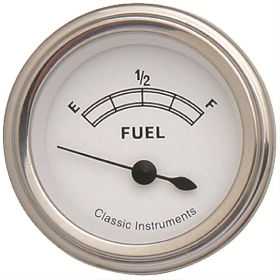 Classic Instruments White Series Gauges CW09SLC Gauge, Series, Fuel Level, Empty-Full, 2 1/8 in., Face, Analog, Electrical, Each