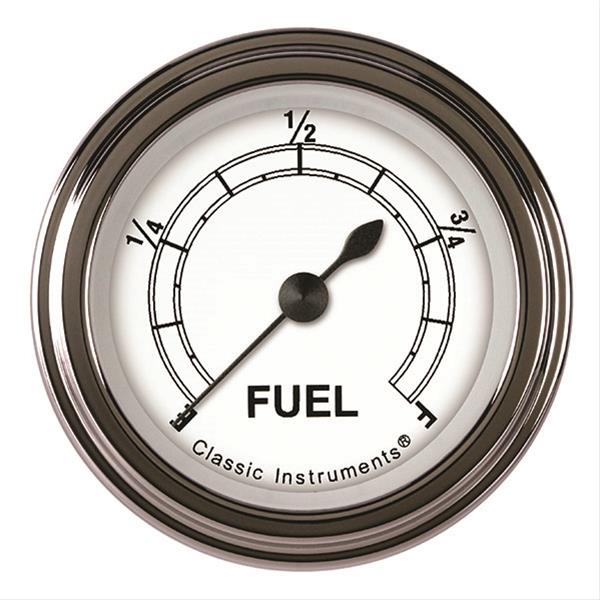 Classic Instruments White Series Gauges CW109SLF Fuel Gauge, CLASSIC WHITE 2" FUEL PROGRAMMABLE, FULL SWEEP