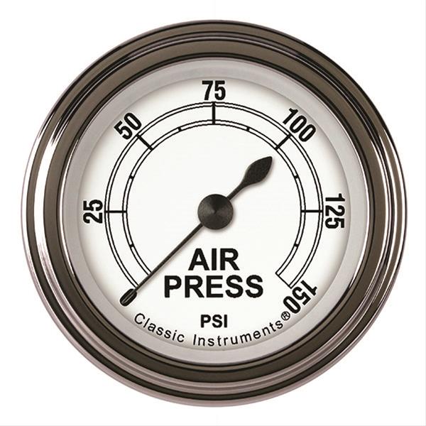 Classic Instruments White Series Gauges CW118SLF Air Pressure Gauge, CLASS WHITE 2" AIR PR 150psi ELECT, FULL SWEEP