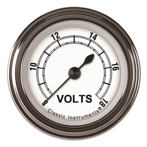 Classic Instruments White Series Gauges CW130SLF Volt Gauge, CLASSIC WHITE 2" VOLT FULL SWEEP