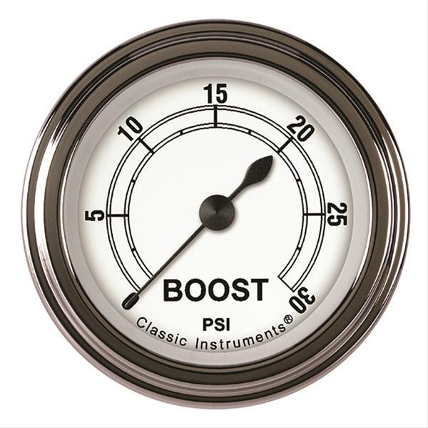 Classic Instruments White Series Gauges CW142SLF Boost Gauge, CLASSIC WHITE 2" BOOST, 30psi ELECT, FULL SWEEP