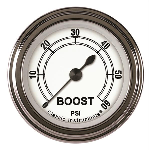 Classic Instruments White Series Gauges CW143SLF Boost Gauge, CLASSIC WHITE 2" BOOST, 60psi ELECT, FULL SWEEP