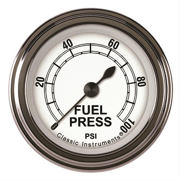 Classic Instruments White Series Gauges CW146SLF Fuel Pressure Gauge, CLASS WHTE 2" FUEL PRES 100psi ELEC, FULL SWEEP