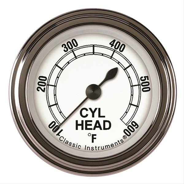 Classic Instruments White Series Gauges CW197SLF Gauge, Analog, Series, Cylinder Head Temp, 100-600 Degrees F, 2 1/8 in. Diameter, Face, Full Sweep, Each