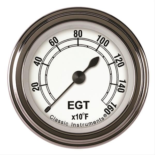 Classic Instruments White Series Gauges CW198SLF Gauge, Analog, Series, EGT, 0-1600 Degrees F, 2 1/8 in. Diameter, Face, Full Sweep, Each