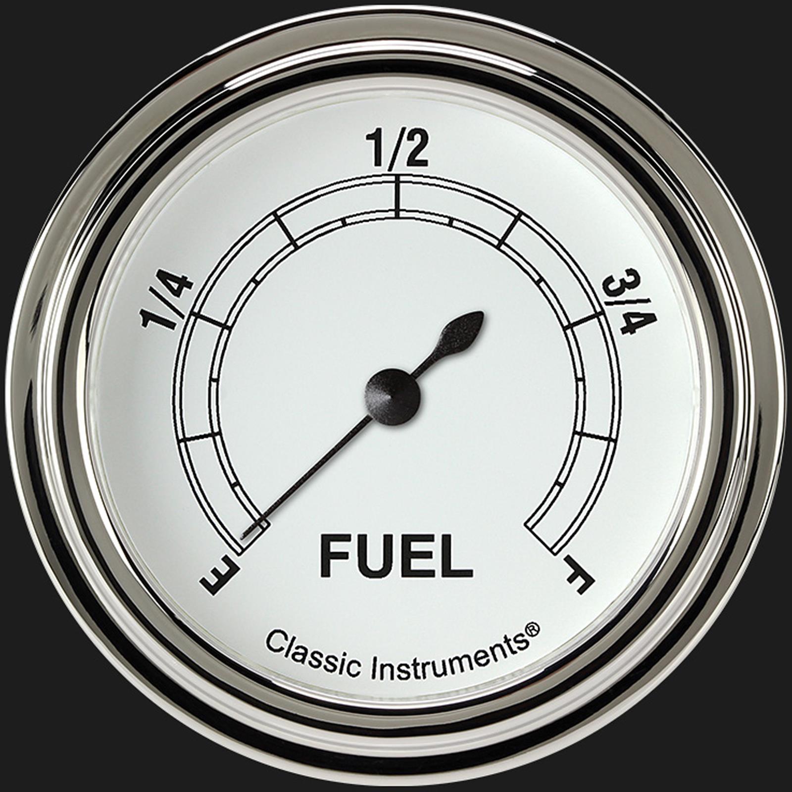 Classic Instruments White Series Gauges CW309SLF Gauge, Series, Programmable Fuel Level, Empty-Full, 2 5/8 in., Face, Analog, Electrical, Each