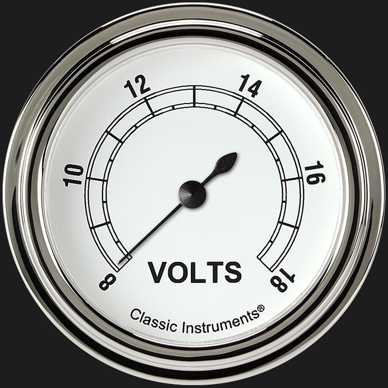 Classic Instruments White Series Gauges CW330SLF Gauge, Series, Voltmeter, 8-18 V, 2 5/8 in., Face, Analog, Electrical, Each thumbnail 2