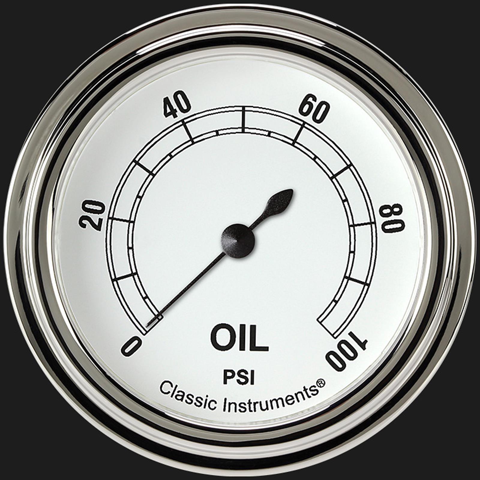 Classic Instruments White Series Gauges CW381SLF Gauge, Series, Oil Pressure, 0-100 psi, 2 5/8 in., Face, Analog, Electrical, Each thumbnail 2