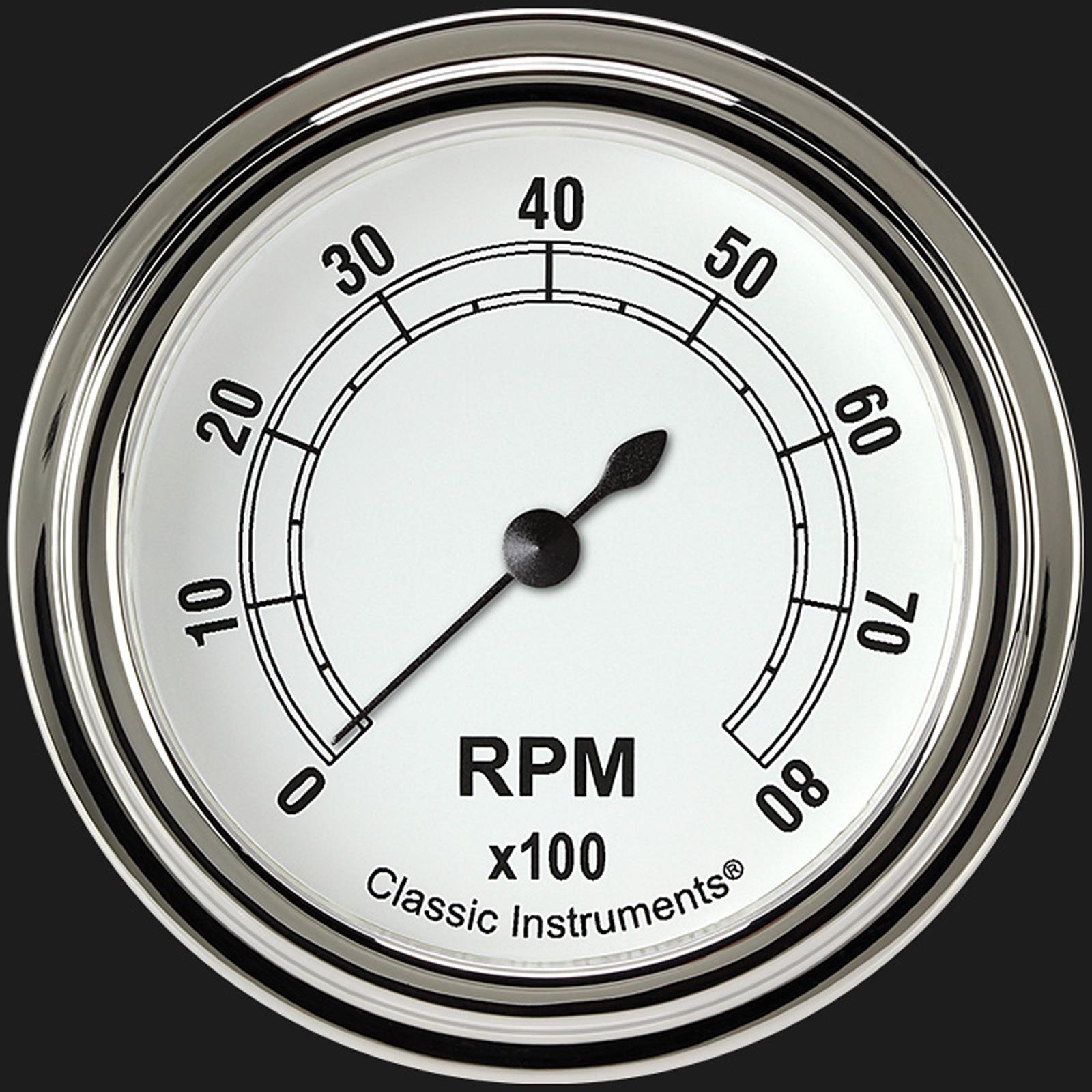 Classic Instruments White Series Tachometers CW383SLF Tachometer, Classic, White, 0-8,000 rpm, 2 5/8 in., Analog, Electrical, Each thumbnail 2