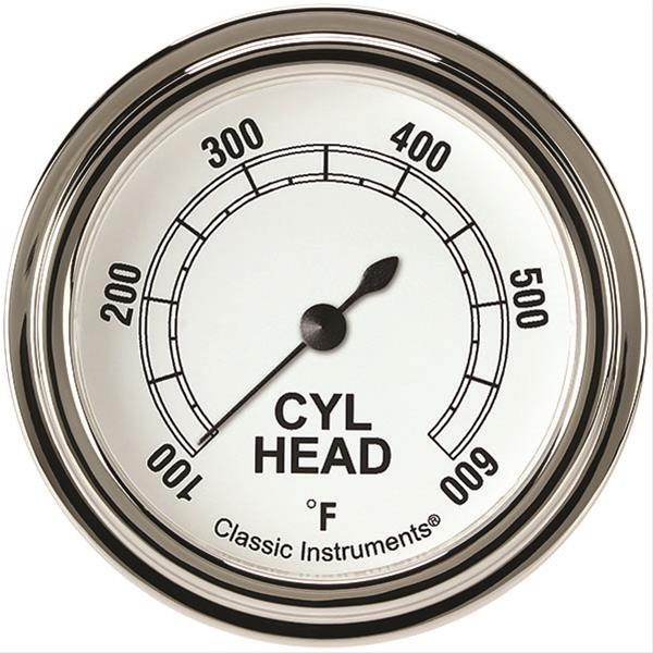 Classic Instruments White Series Gauges CW397SLF Gauge, Analog, Series, Cylinder Head Temp, 100-600 Degrees F, 2 5/8 in. Diameter, Face, Full Sweep, Each