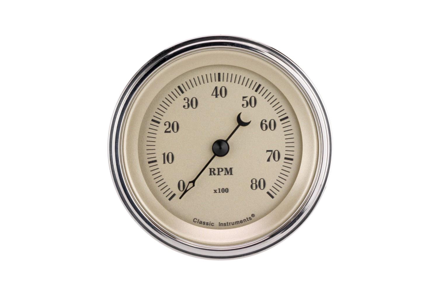 Classic Instruments 1933-34 Ford Car Matching Tachometers FC3380SLF Gauge, Car, Analog, Electronic, Tachometer, 3 3/8 in. Diameter, Beige Face/Chrome Bezel, Each