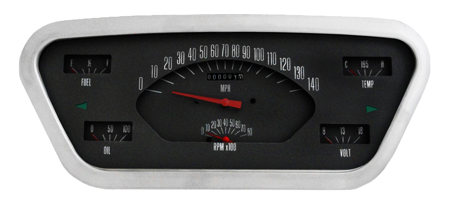 Classic Instruments 1953-55 F-100 Package Gauge Sets for 1953-1955 F-100, F-250 - FT53B Gauges, Cluster, Direct-Fit, Black Face, White Numbers, Analog, Ford, Kit