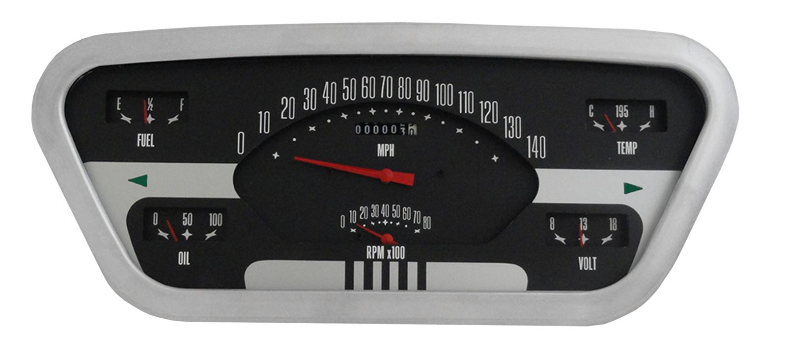 Classic Instruments 1953-55 F-100 Package Gauge Sets FT53OE Gauges, Cluster, Direct-Fit, Black Face, White Numbers, Analog, Ford, Kit