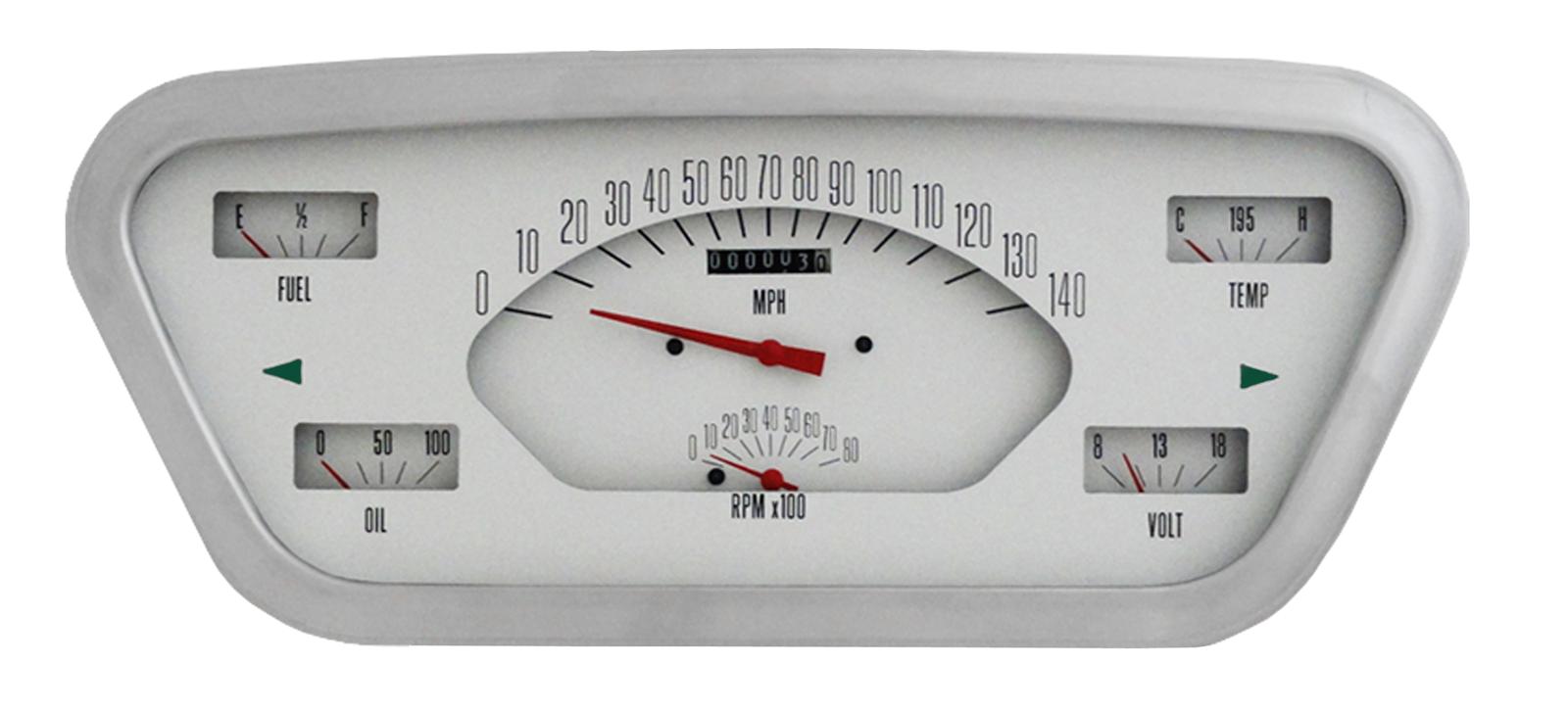 Classic Instruments 1953-55 F-100 Package Gauge Sets FT53W Gauges, Cluster, Direct-Fit, White Face, Black Numbers, Analog, Ford, Kit