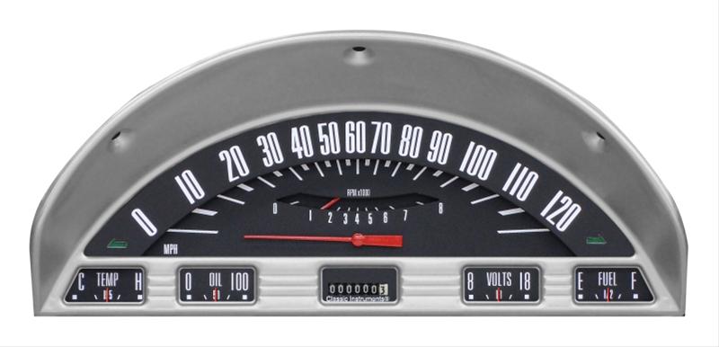 Classic Instruments 1953-55 F-100 Package Gauge Sets FT56BT Gauges, Cluster, Direct-Fit, Black Face, White Numbers, Analog, Ford, Kit