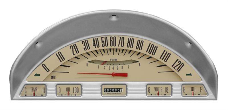 Classic Instruments 1953-55 F-100 Package Gauge Sets FT56TT Gauges, Cluster, Direct-Fit, Tan Face, Black Numbers, Analog, Ford, Kit