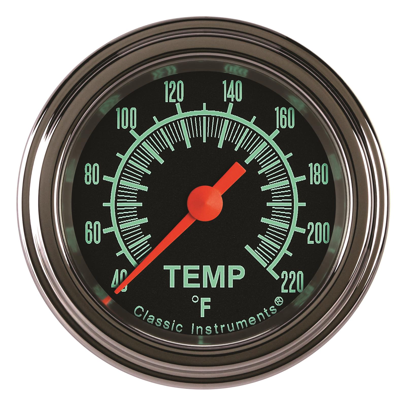Classic Instruments G-Stock Series Gauges GS129SLF Gauge, G/Stock Stock Eliminator, Water Temp, 2 1/8 in., Black Face, Analog, Electrical, Each