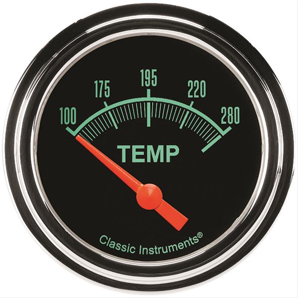 Classic Instruments G-Stock Series Gauges GS226SLF-12 Gauge, Series, Water Temperature, 100-280 Degrees F, 2 5/8 in., Analog, Electrical, Each