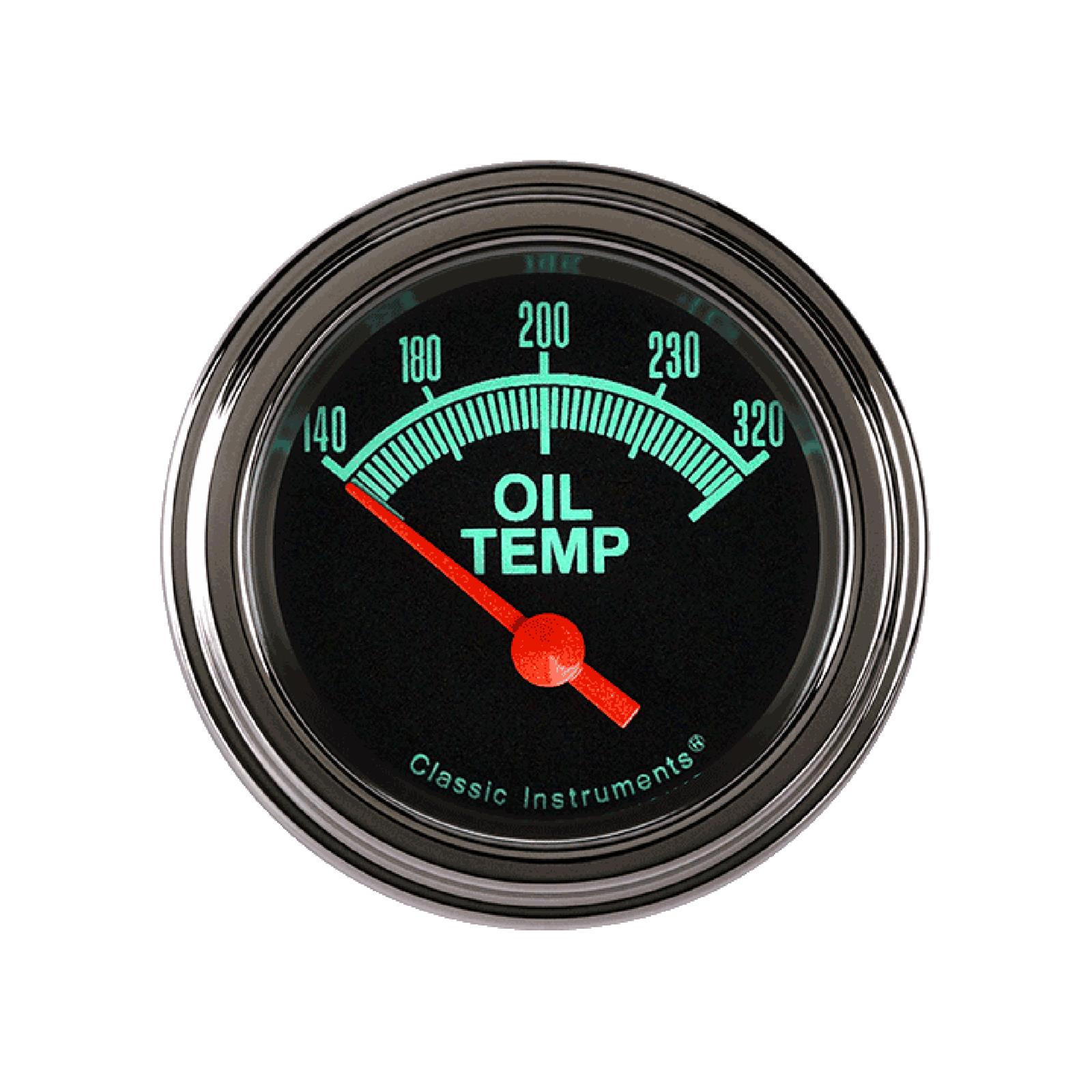 Classic Instruments G-Stock Series Gauges GS28SLF Gauge, Series, Oil Temperature, 140-320 degrees F, 2 1/8 in., Black Face, Analog, Electrical, Each