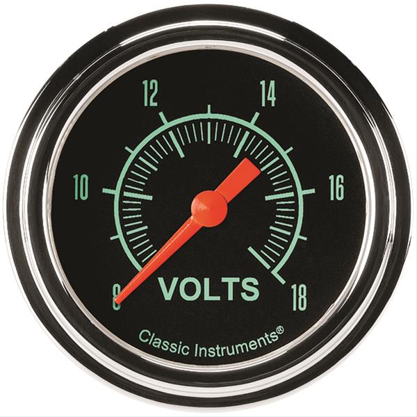 Classic Instruments G-Stock Series Gauges GS330SLF Gauge, Series, Voltmeter, 8-18 V, 2 5/8 in., Analog, Electrical, Each