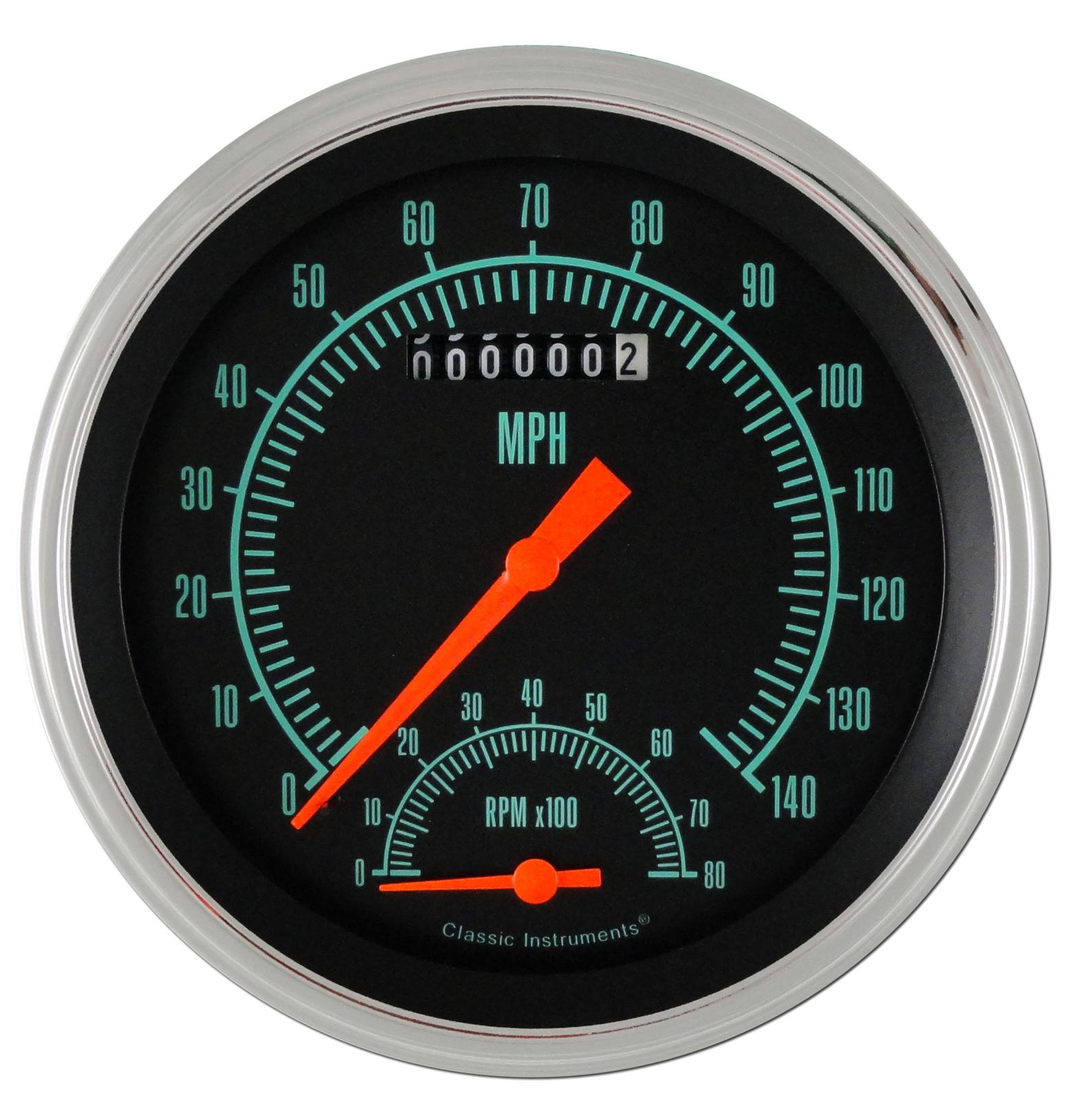 Classic Instruments G-Stock Series Gauge Sets GS50SLF Gauge, Series, Dual, Speedometer, Tachometer, 5 in., Black Face, Analog, Electronic, Each
