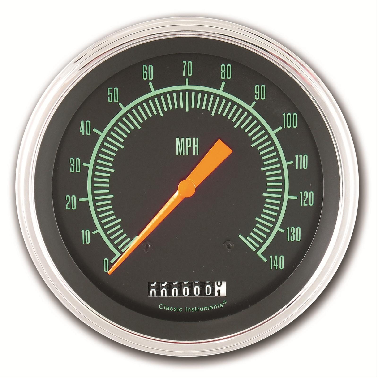 Classic Instruments G-Stock Series Speedometers GS56SLF Speedometer, G-Stock, 4 5/8 in. Diameter, 0-140 mph, Analog, Electrical, Flat Face, Each