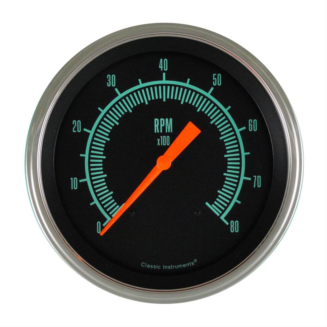 Classic Instruments G-Stock Series Tachometers GS71SLF Gauge, Series, Tachometer, 0-8,000 rpm, 4.625 in., Black Face, Analog, Electrical, Each