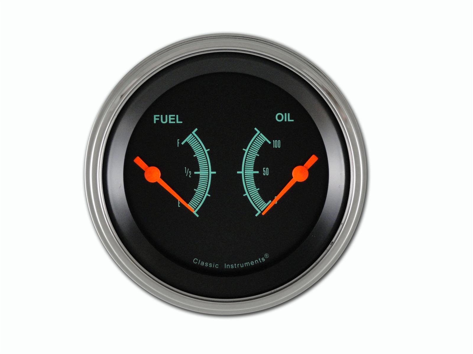 Classic Instruments G-Stock Series Gauge Sets GS72SLF Gauge, G-Stock, Dual, Oil Pressure, 0-100 psi, Fuel Level, Empty-Full, 3 3/8 in., Analog, Electronic, Each