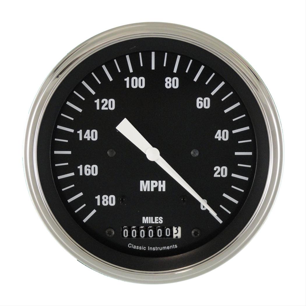 Classic Instruments Hot Rod Series Speedometers HC55SLF Gauge, Series, Speedometer, 0-180 mph, 3 3/8 in., Black Face, Analog, Electrical, Each