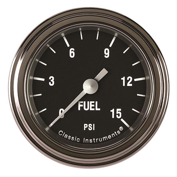 Classic Instruments Hot Rod Series Gauges HR145SLF Fuel Pressure Gauge, HOT ROD 2" FUEL PRS 15psi ELEC, FULL SWEEP