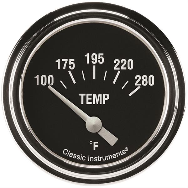 Classic Instruments Hot Rod Series Gauges HR226SLF-06 Gauge, Series, Water Temperature, 100-280 degrees F, 2 5/8 in., Analog, Electrical, Each