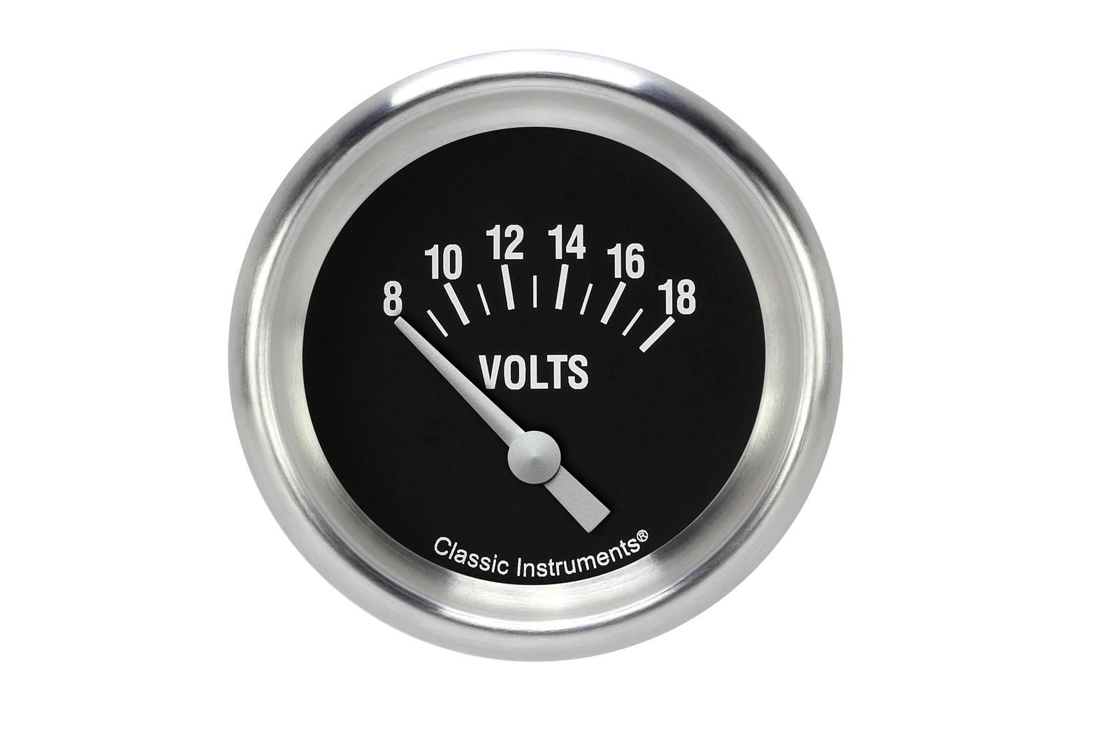 Classic Instruments Hot Rod Series Gauges HR230APF Gauge, Series, Voltemeter, 8-18 volt, 2 5/8 in., Black Face, Aluminum Performance Bezel, Flat Lens, Each