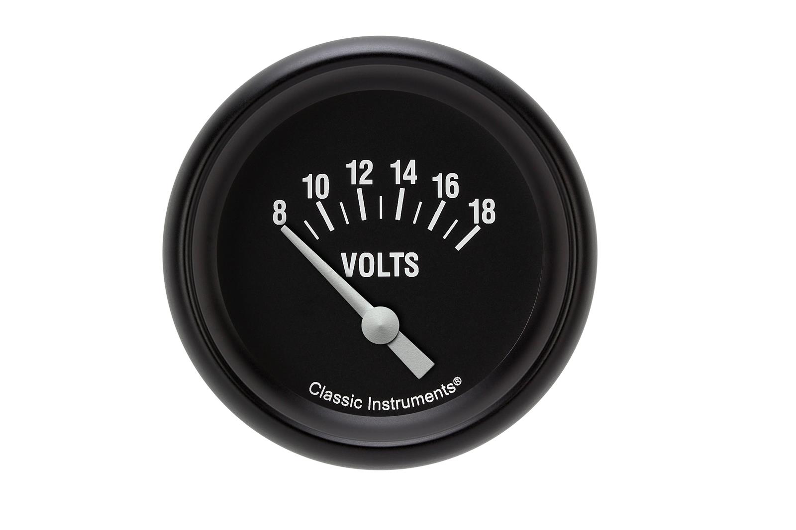 Classic Instruments Hot Rod Series Gauges HR230BPF Gauge, Series, Voltemeter, 8-18 volt, 2 5/8 in., Black Face, Black Performance Bezel, Flat Lens, Each