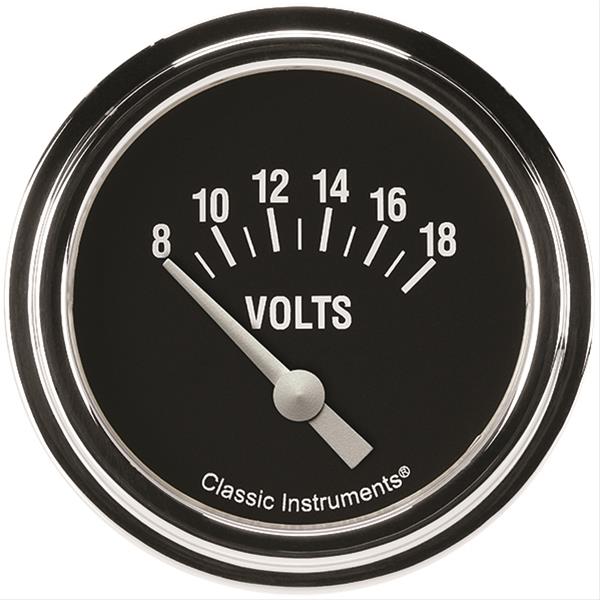 Classic Instruments Hot Rod Series Gauges HR230SLF Gauge, Series, Voltmeter, 8-18V, 2 5/8 in., Analog, Electrical, Each
