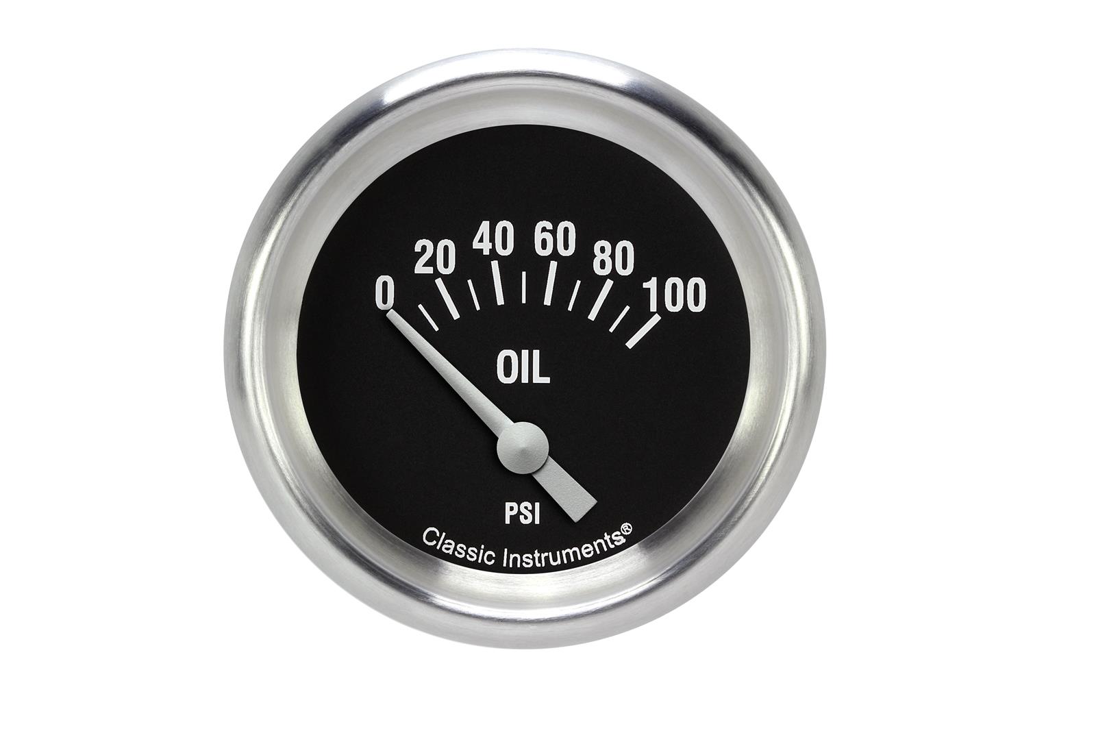 Classic Instruments Hot Rod Series Gauges HR281APF Gauge, Series, Oil Pressure, 0-100 psi, 2 5/8 in., Black Face, Aluminum Performance Bezel, Flat Lens, Each
