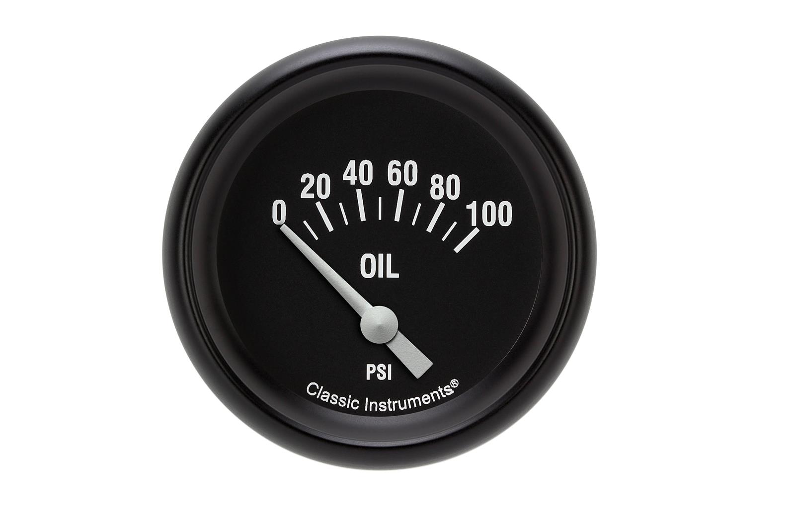 Classic Instruments Hot Rod Series Gauges HR281BPF Gauge, Series, Oil Pressure, 0-100 psi, 2 5/8 in., Black Face, Black Performance Bezel, Flat Lens, Each