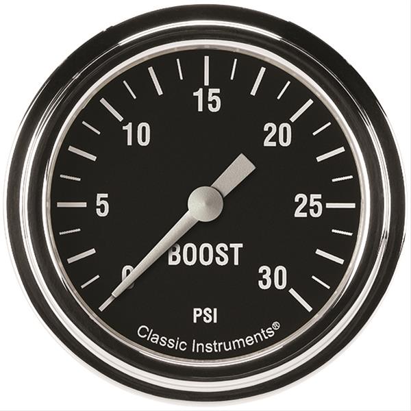 Classic Instruments Hot Rod Series Gauges HR342SLF Gauge, Series, Boost Pressure, 0-30 psi, 2 5/8 in., Analog, Electrical, Each