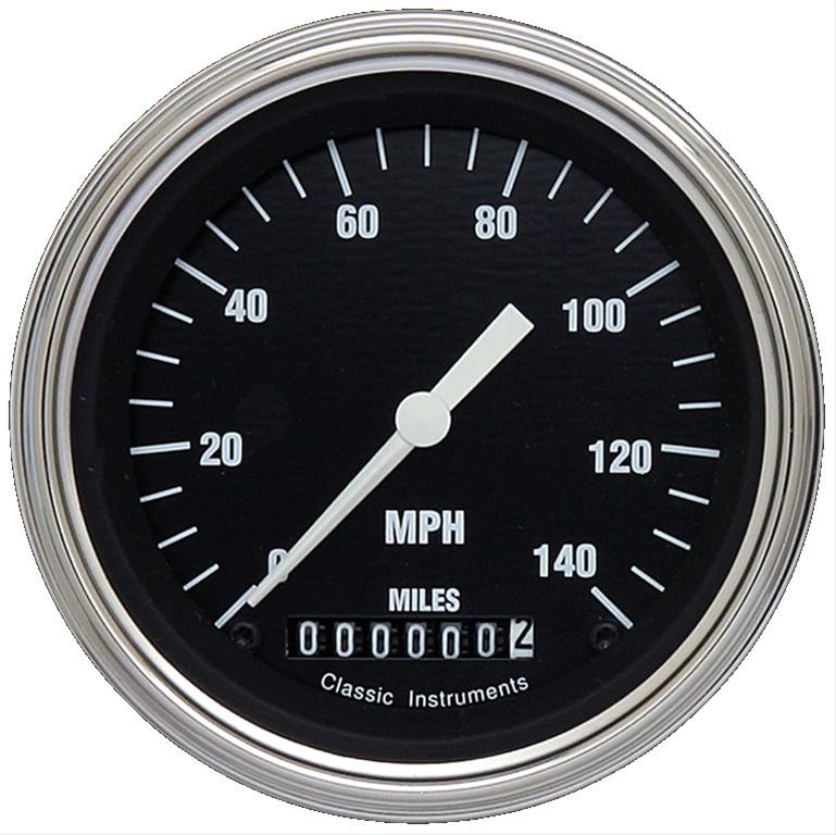 Classic Instruments Hot Rod Series Speedometers HR55SLC Speedometer, Rod, 3 3/8 in. Diameter, 0-140 mph, Analog, Electrical, Curved Face, Each