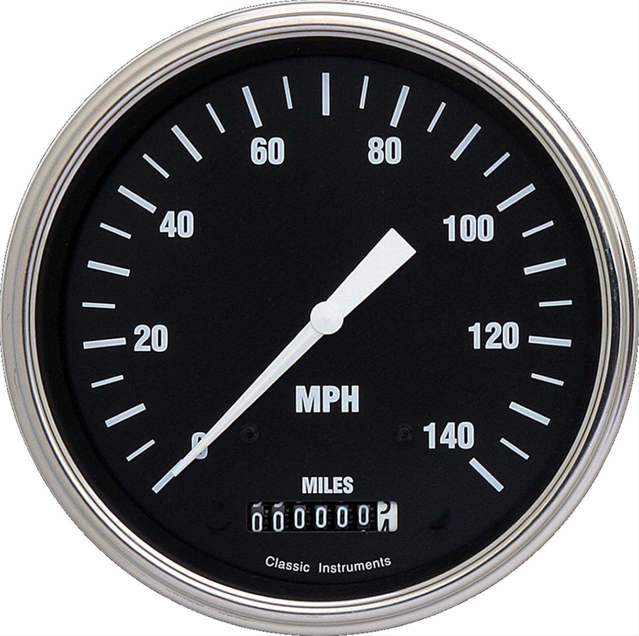 Classic Instruments Hot Rod Series Speedometers HR56SLF Speedometer, Rod, 5 in. Diameter, 0-140 mph, Analog, Electrical, Flat Face, Each