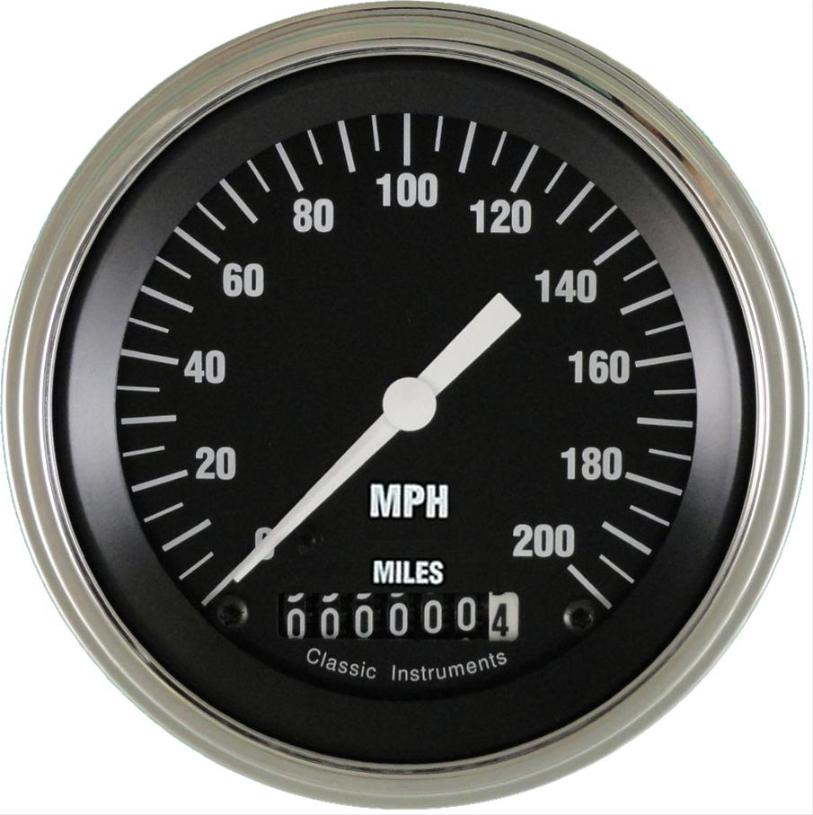 Classic Instruments Hot Rod Series Speedometers HR57SLC Speedometer, Rod, 3 3/8 in. Diameter, 0-200 mph, Analog, Electrical, Curved Face, Each