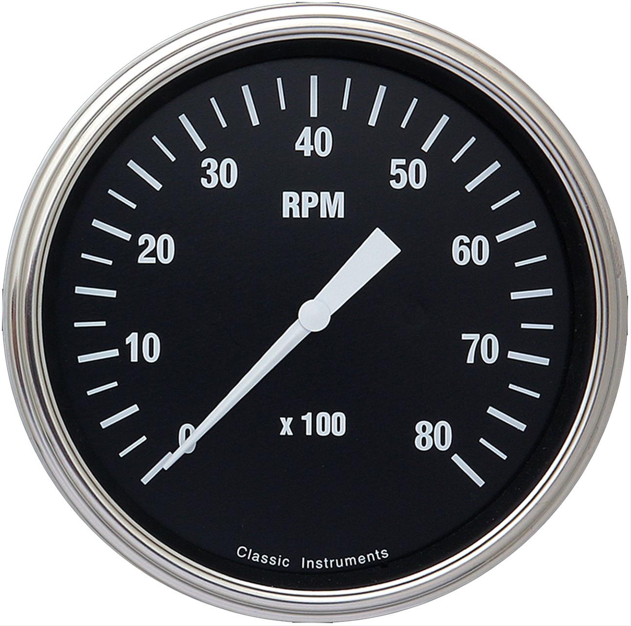 Classic Instruments Hot Rod Series Tachometers HR71SLC Gauge, Series, Tachometer, 0-8,000 rpm, 5 in., Black Face, Analog, Electrical, Each