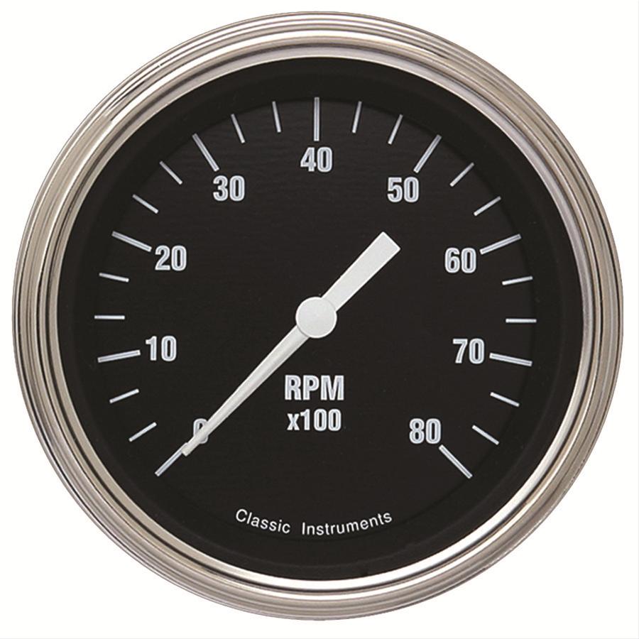 Classic Instruments Hot Rod Series Tachometers HR80SLC Tachometer, Rod, Black, 0-8,000 rpm, 3 3/8 in., Analog, Electrical, Each