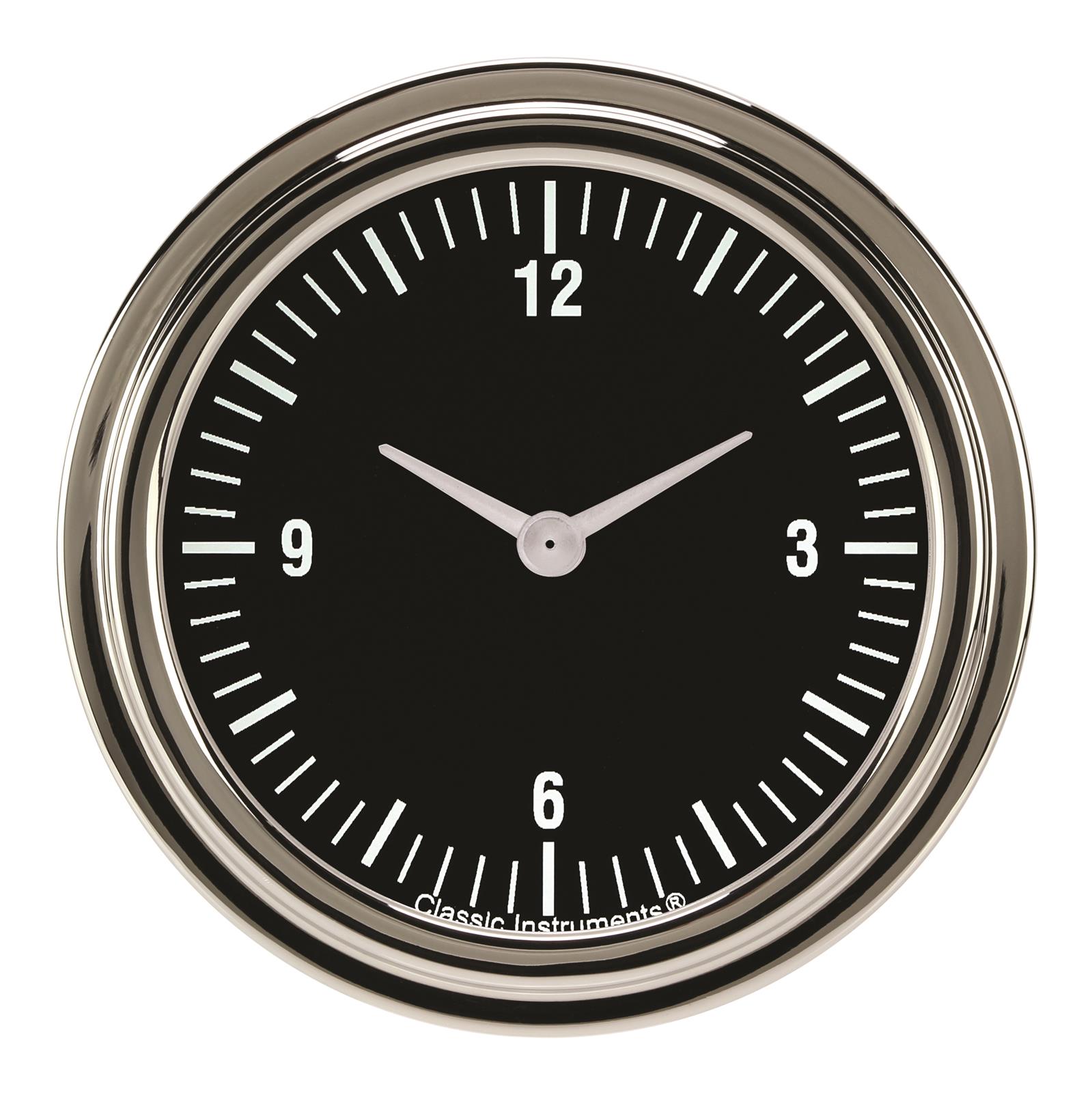 Classic Instruments Hot Rod Series Gauges HR92SLC Gauge, Series, Clock, 12 hours, 2 5/8 in., Black Face, Curved-style Lens, Analog, Each