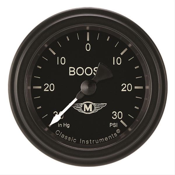 Classic Instruments Moal Bomber Series Gauges MA141BLF Boost/Vacuum Gauge, MOAL 2" BOOST/VAC ELECTRIC, FULL SWEEP