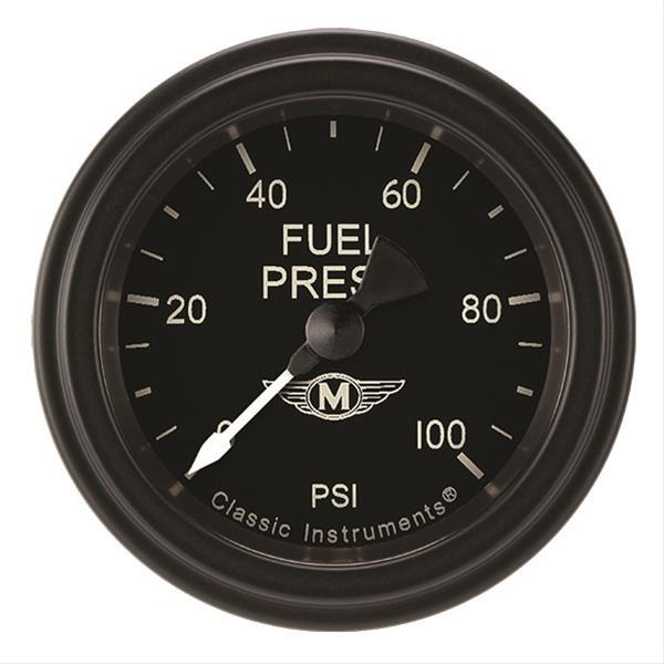 Classic Instruments Moal Bomber Series Gauges MA146BLF Fuel Pressure Gauge, MOAL FUEL PRES 100psi ELECTRIC FULL SWEEP