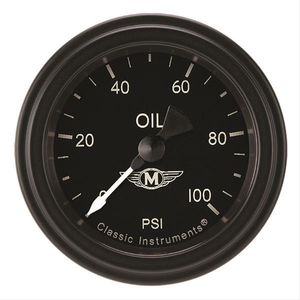 Classic Instruments Moal Bomber Series Gauges MA181BLF Oil Pressure Gauge, MOAL 2" OIL PRES 100psi FULL SWEEP
