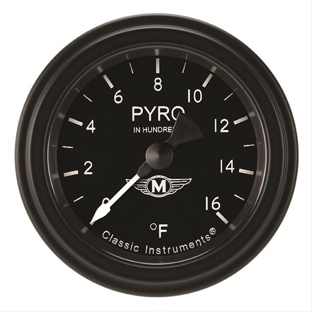 Classic Instruments Moal Bomber Series Gauges MA198BLF Gauge, Analog, Series, EGT, 0-1600 Degrees F, 2 1/8 in. Diameter, Black Face, Full Sweep, Each