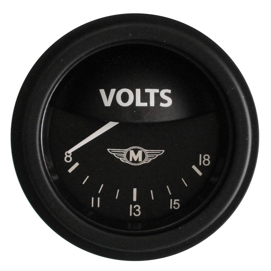 Classic Instruments Moal Bomber Series Gauges MA30BLF Gauge, Series, Voltmeter, 8-18 V, 2 1/8 in., Black Face, Analog, Electrical, Each